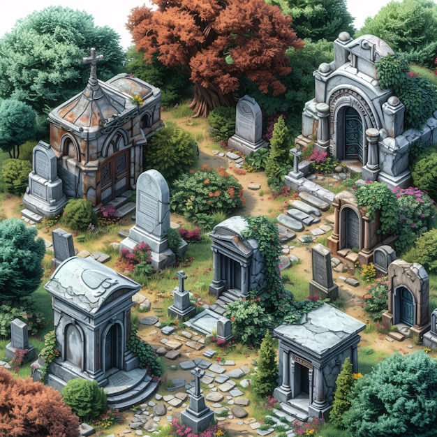 Photo cimetières jeux actifs bâtiment et environnement sprite sheet