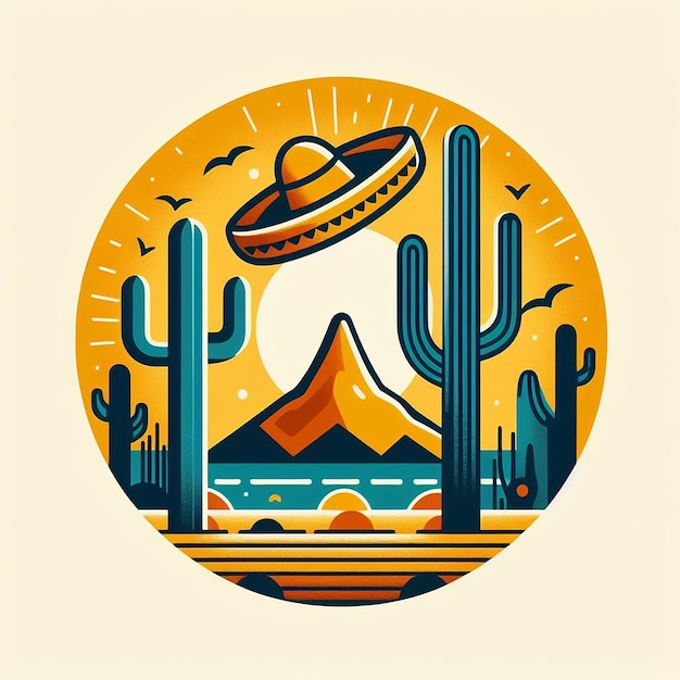 Cinco de Mayo Arrière-plan Un cactus Sombrero et une montagne