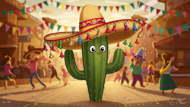 Cinco de Mayo avec un cactus génératif ai