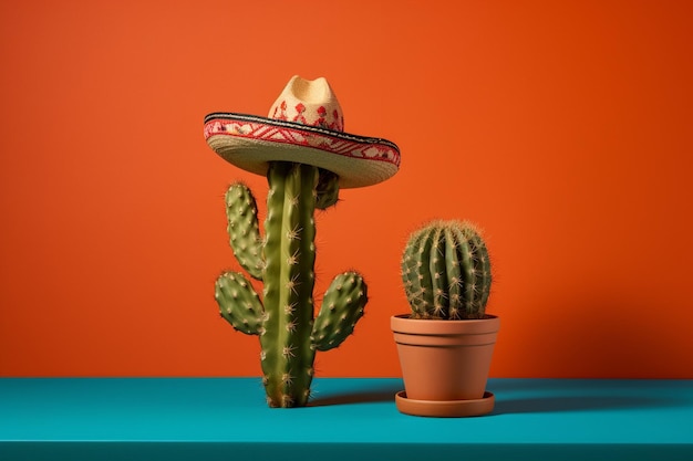 Photo cinco de mayo avec chapeau et cactus