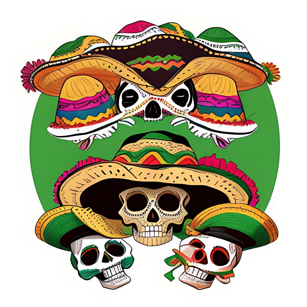 Photo cinco de mayo concept de fond d'illustration avec ornement de chapeau sombrero cactus et fleurs