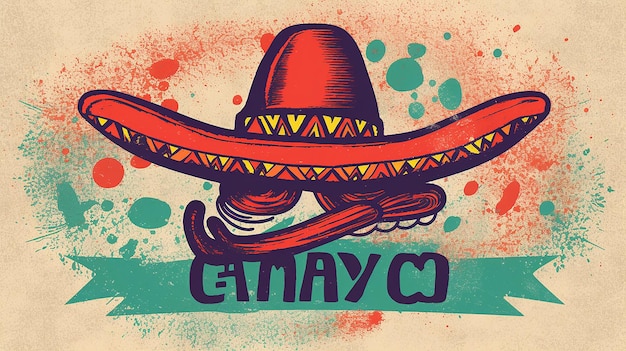 Cinco de mayo5 mai vacances au Mexique Affiche avec texture grungeStyle de dessin animé Generative AI