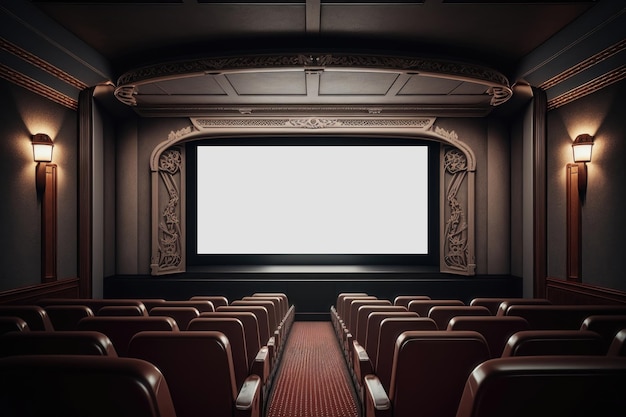 Cinéma avec écran vide Maquette Concept publicitaire Génération d'IA