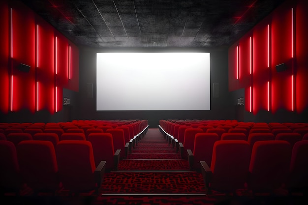 Photo un cinéma avec une lumière rouge sur le plafond