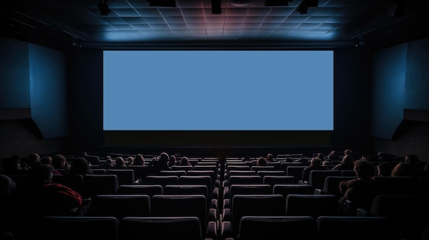 Cinéma vide salle de cinéma avec écran lumineux et chaises