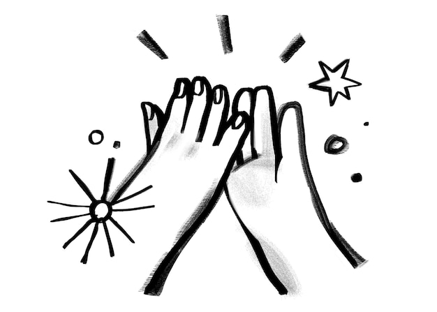 Cinq mains élevées gestes png griffon sur un fond transparent