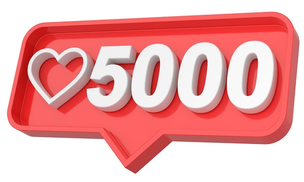 Cinq mille likes 5000 likes Icône illustration 3D