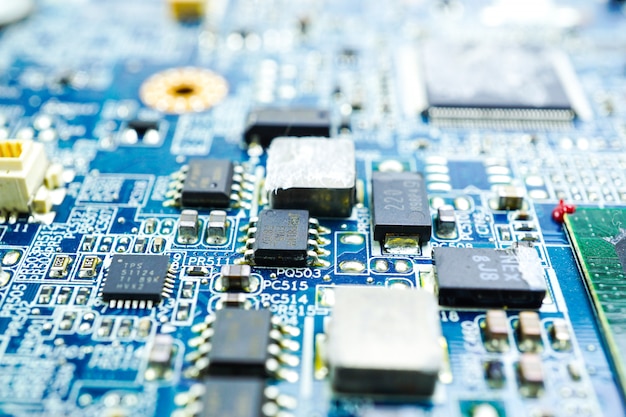 Photo circuit électronique cpu puce carte mère dispositif de base du processeur processeur électronique.