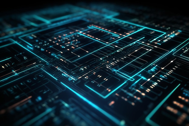 Un circuit imprimé bleu avec les mots circuit dessus