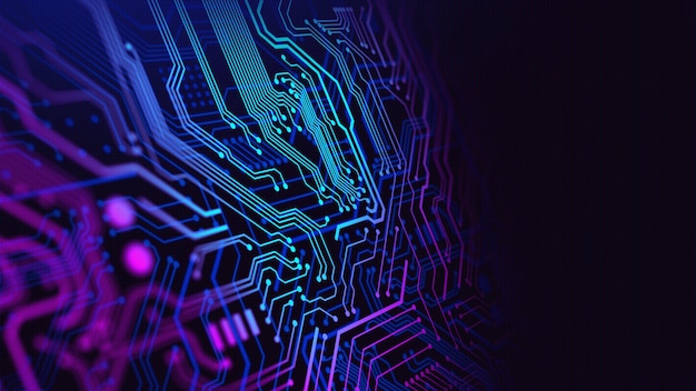 Circuit technologique bleu et violet