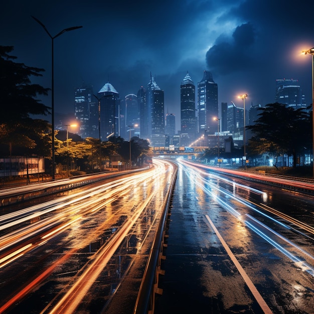 circulation sur autoroute la nuit