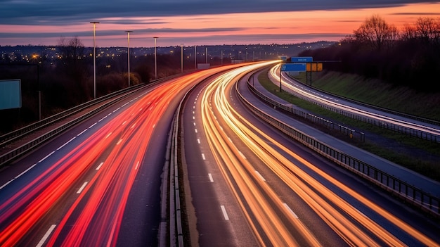 La circulation rapide entraîne l'autoroute