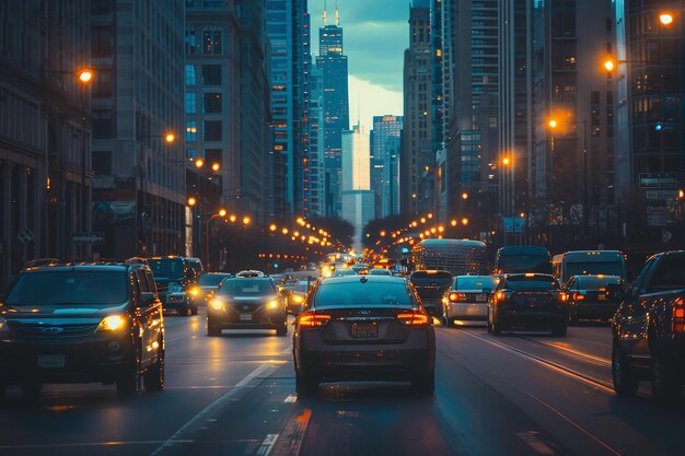 La circulation routière urbaine de l'avenue Michigan à Chicago