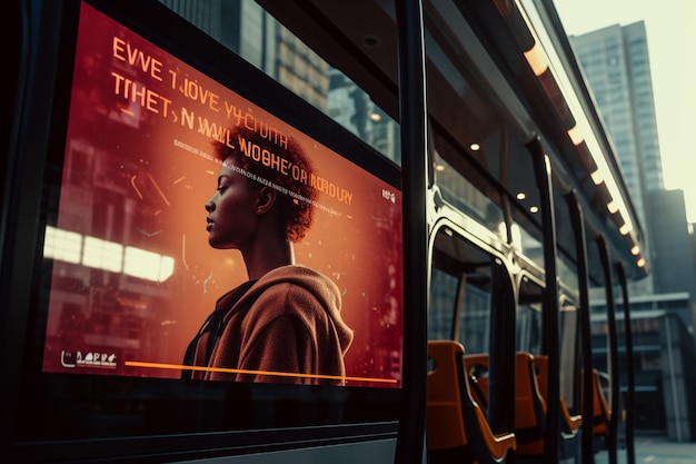 Une citation inspirante affichée sur un bus urbain