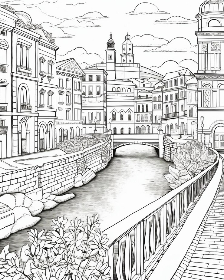 Cité italienne à colorier