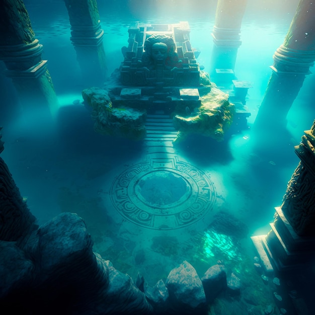 La cité perdue sous-marine Atlantis et ses ruines