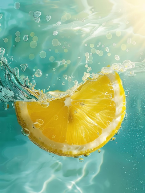 un citron est éclaboussé avec de l'eau