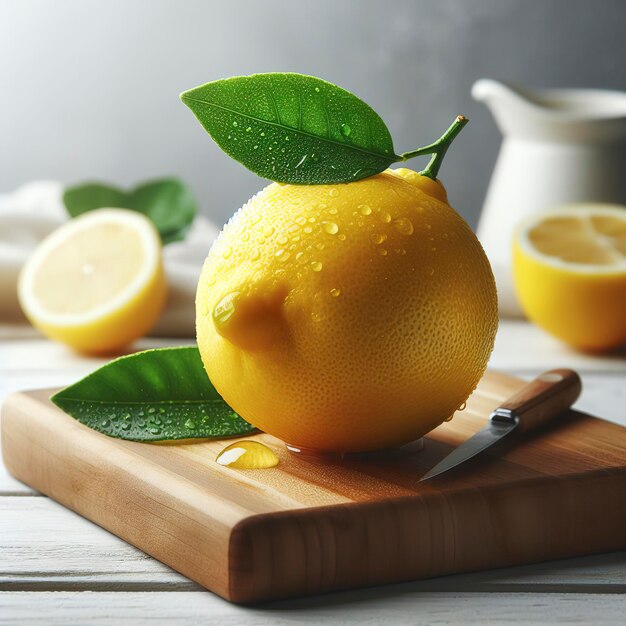 Citron avec feuille de feuille