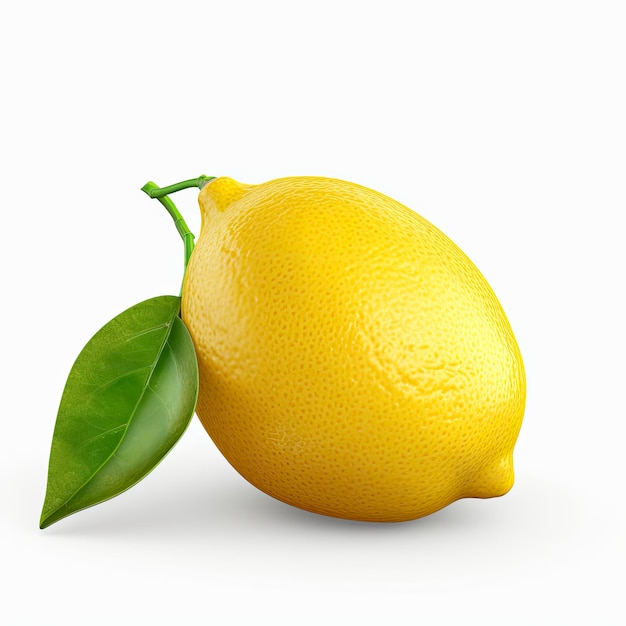 Un citron avec une feuille verte dessus