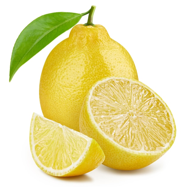 Citron, fruit, citron, à, feuilles, isolé, blanc, fond, chemin détourage citron