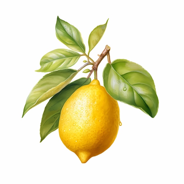 Photo citron isolé sur blanc fruit jaune juteux frais