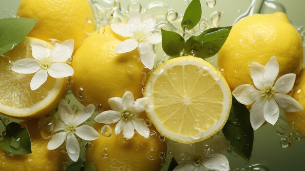 Citron jaune et fleur blanche Image de fond HD