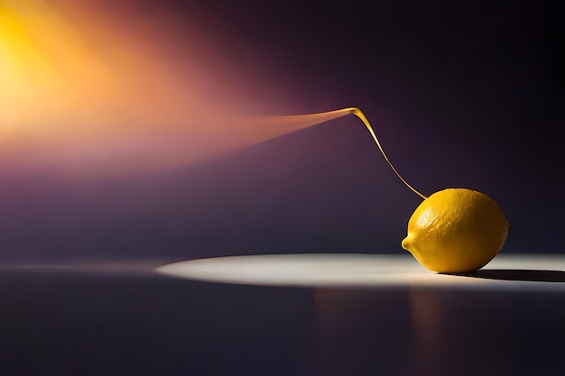 Un citron avec une lumière dessus