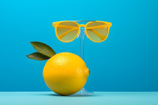 un citron avec des lunettes de soleil