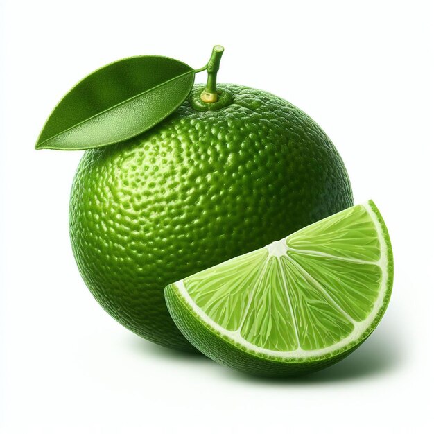 Photo citron vert entier sur un fond blanc