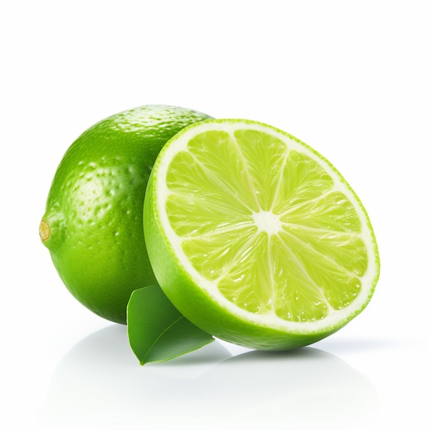 Citron vert sur fond blanc