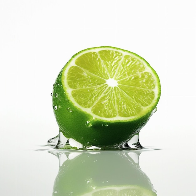 Un citron vert avec une tranche retirée