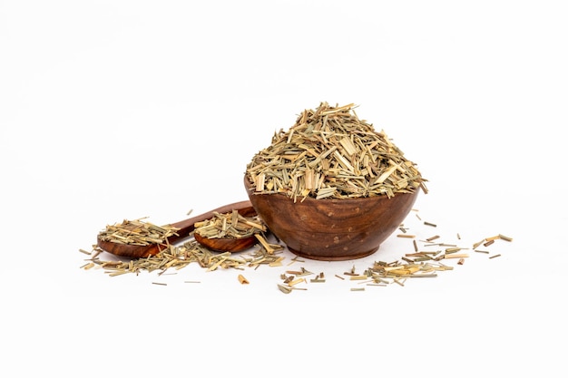 Citronnelle sèche Épices saines, noix, graines et produits à base de plantes isolés sur fond blanc