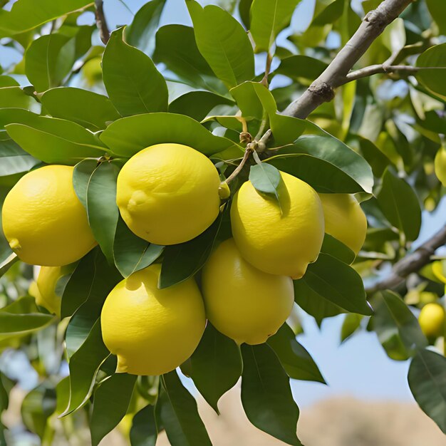 un citronnier avec un bouquet de citrons accrochés à lui