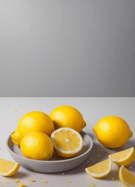 Des citrons dans un bol en béton.