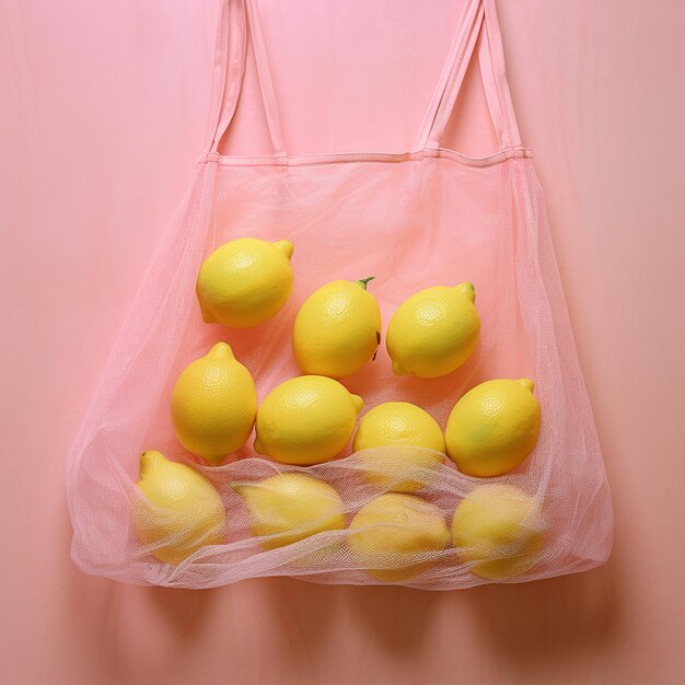 Des citrons dans un sac à main rose