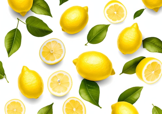 citrons sur fond blanc avec des tranches de citron