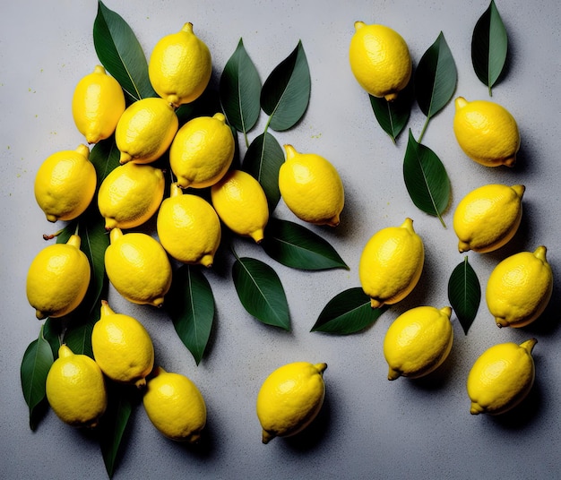 citrons frais sur fond noir vue de dessus