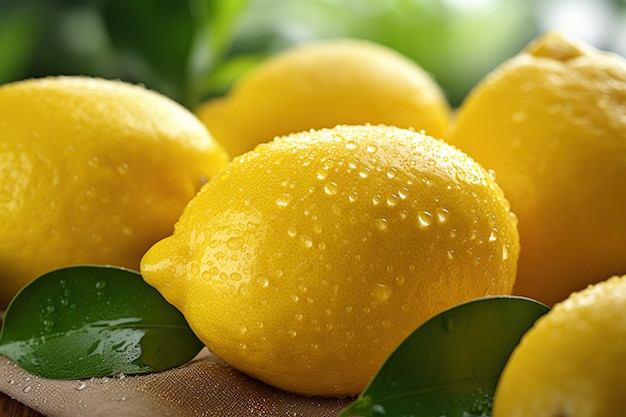 Citrons frais avec des gouttes scintillantes générées par AI