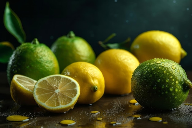 Citrons frais sur tableau noir