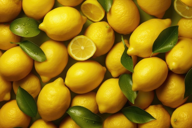 Citrons jaunes bouchent fond AI générative