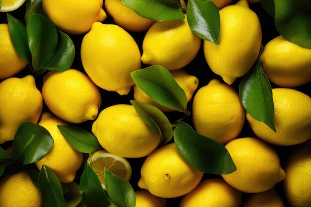 Citrons jaunes bouchent fond AI générative