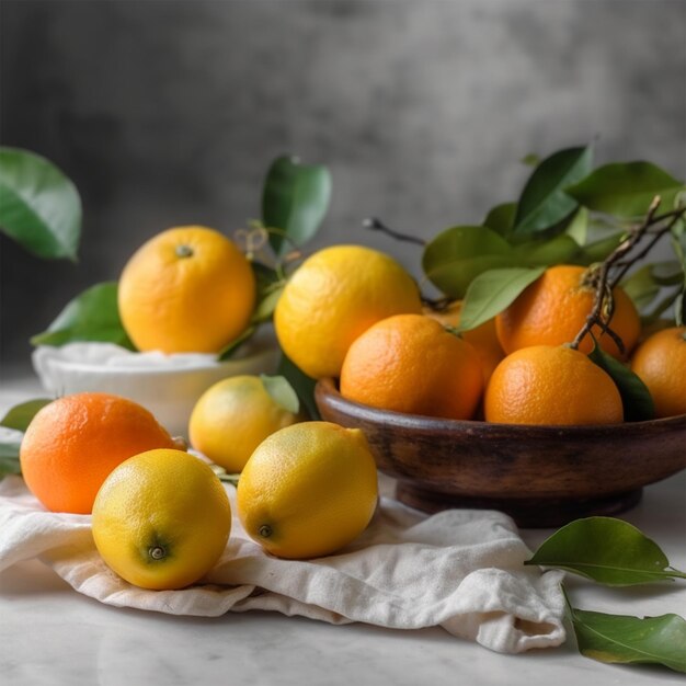 Des citrons et des mandarines sur la table