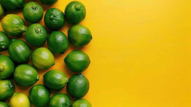 Des citrons verts frais sur un fond jaune vif Vibrance des agrumes