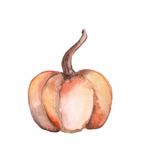 Citrouille d'automne découpée Illustration aquarelle pour les vacances d'automne et le jour de Thanksgiving