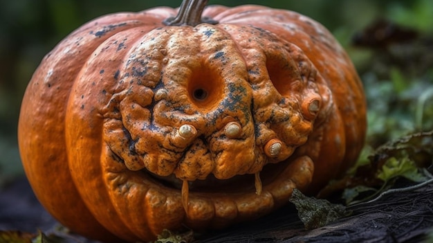 Une citrouille avec une cicatrice dessus