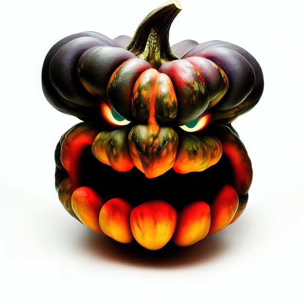 Citrouille effrayante d'Halloween sur fond blanc