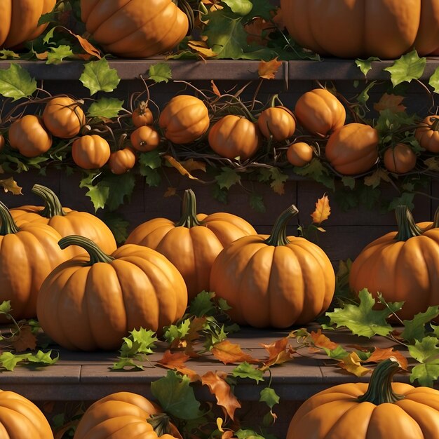 citrouille avec feuilles et vignes