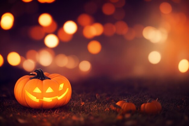 Photo la citrouille d'halloween avec un bel arrière-plan