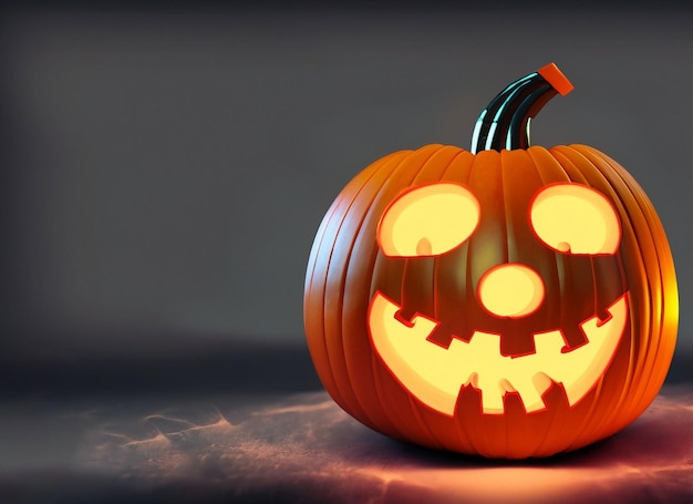 Citrouille d'Halloween brillant sur fond sombre