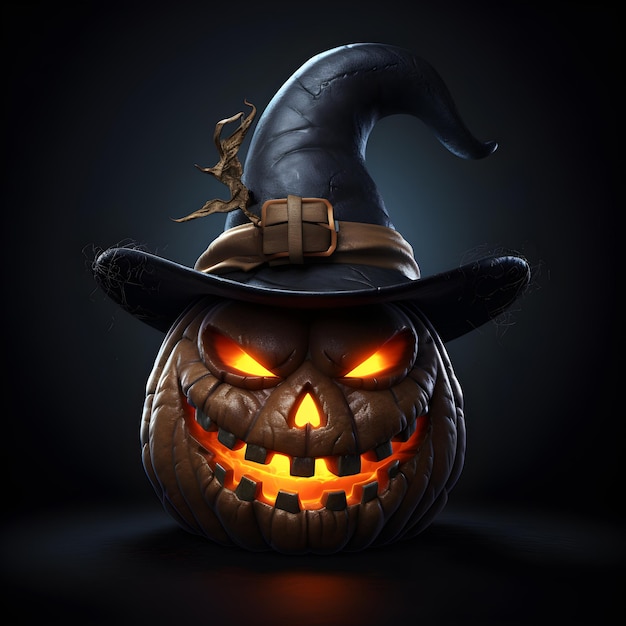 Citrouille d'Halloween avec chapeau de sorcière